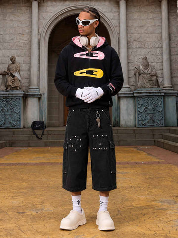 Studded Appliqué Cargo Shorts