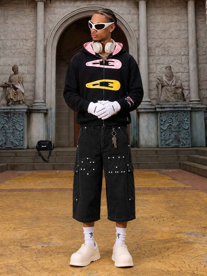Studded Appliqué Cargo Shorts