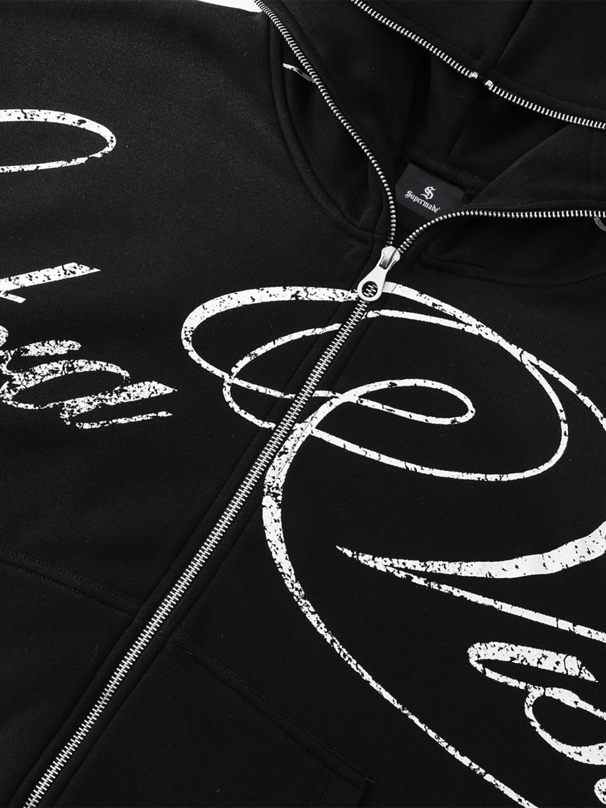 High Street Script Letter Print Zip-up Hoodie Jacket 