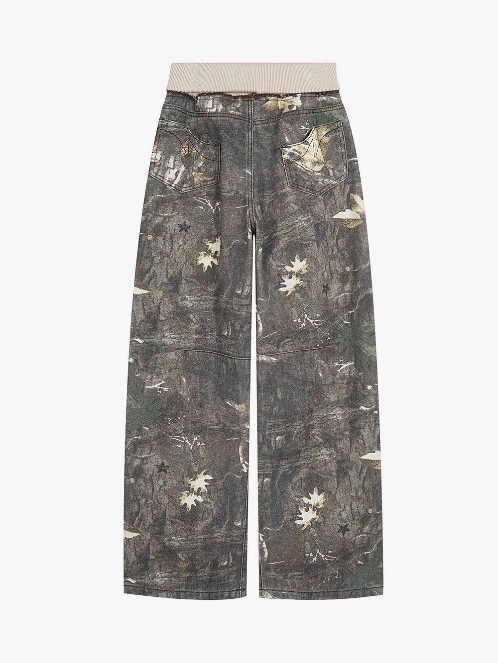 Tree Camo Ribbed Low-rise Jeans