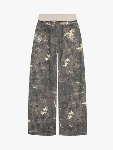Tree Camo Ribbed Low-rise Jeans
