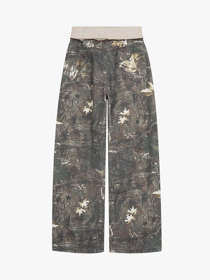 Tree Camo Ribbed Low-rise Jeans