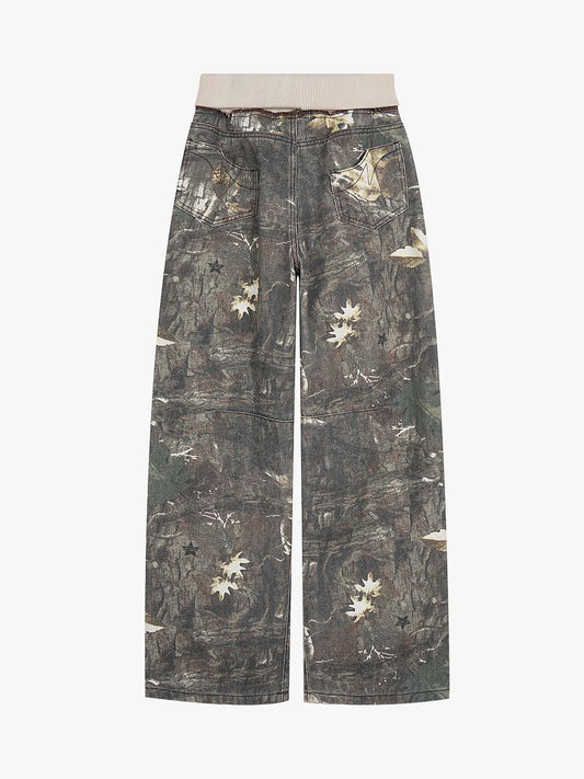 Tree Camo Ribbed Low-rise Jeans