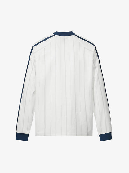 Long-Sleeve Striped Sports Jersey with Bold Arabic Calligraphy Design 