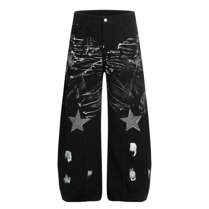 Stylish Star-Embellished Wide-Leg Pants for Trendy Looks 