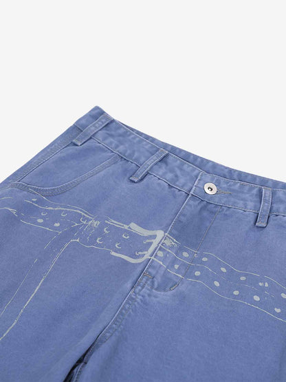 Vintage Belt Print Cargo Pants