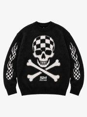 Skull Flame Graphic Boxy Knit Sweater