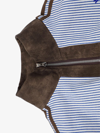 Striped Bomber Jacket with Contrast Panels for Women 