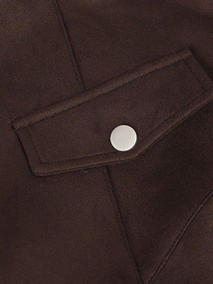 Suede Leather Men's and Women's Biker Jacket with Zipper Closure and Pockets 