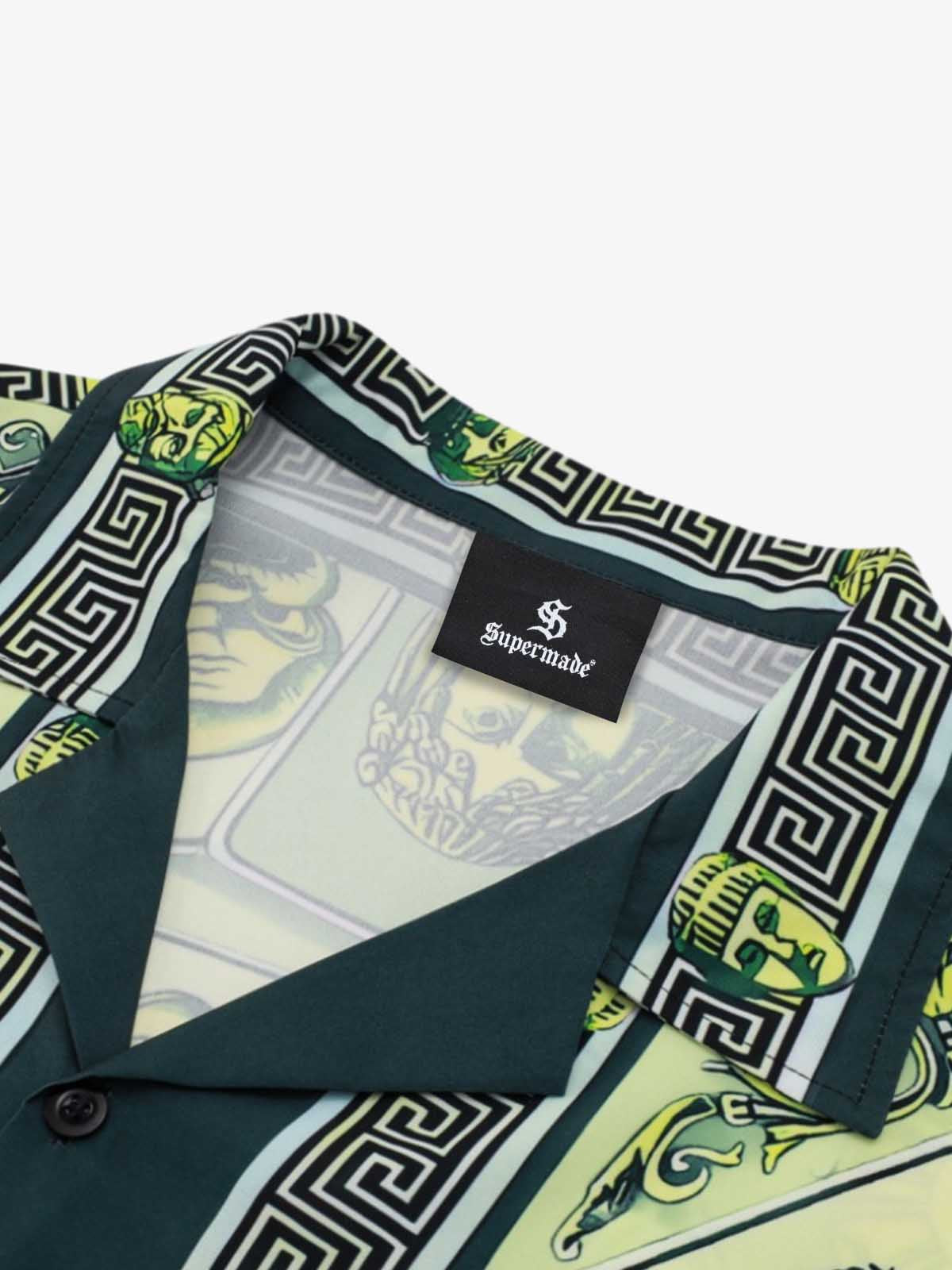 Baroque Pattern Statue Camp Collar Boxy Shirt 