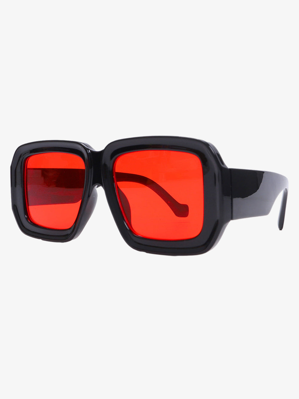 Retro Square Frame Wide Temple Sunglasses 