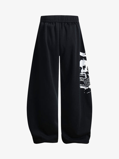 Stylish Wide-Leg Pants with Graphic Print and Text Design for Casual Wear 