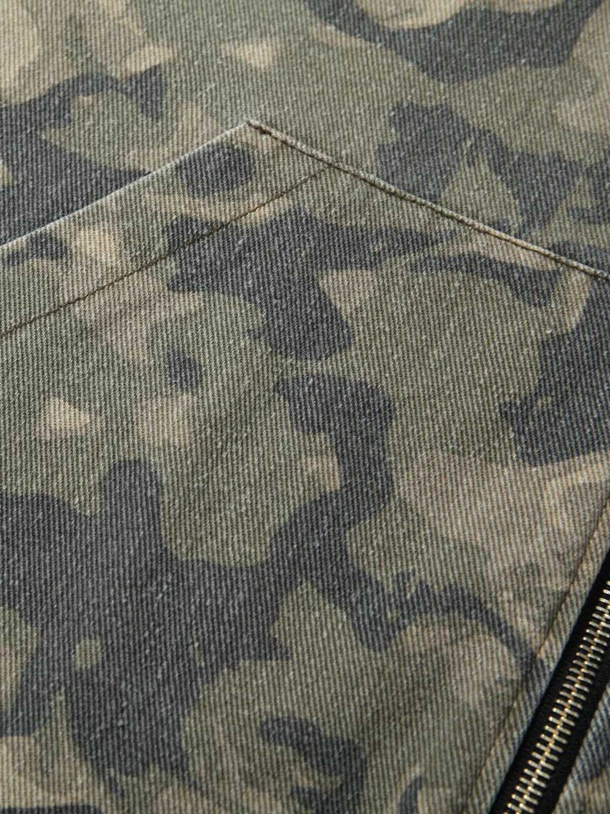 Graffiti Camouflage Patchwork Hooded Jacket