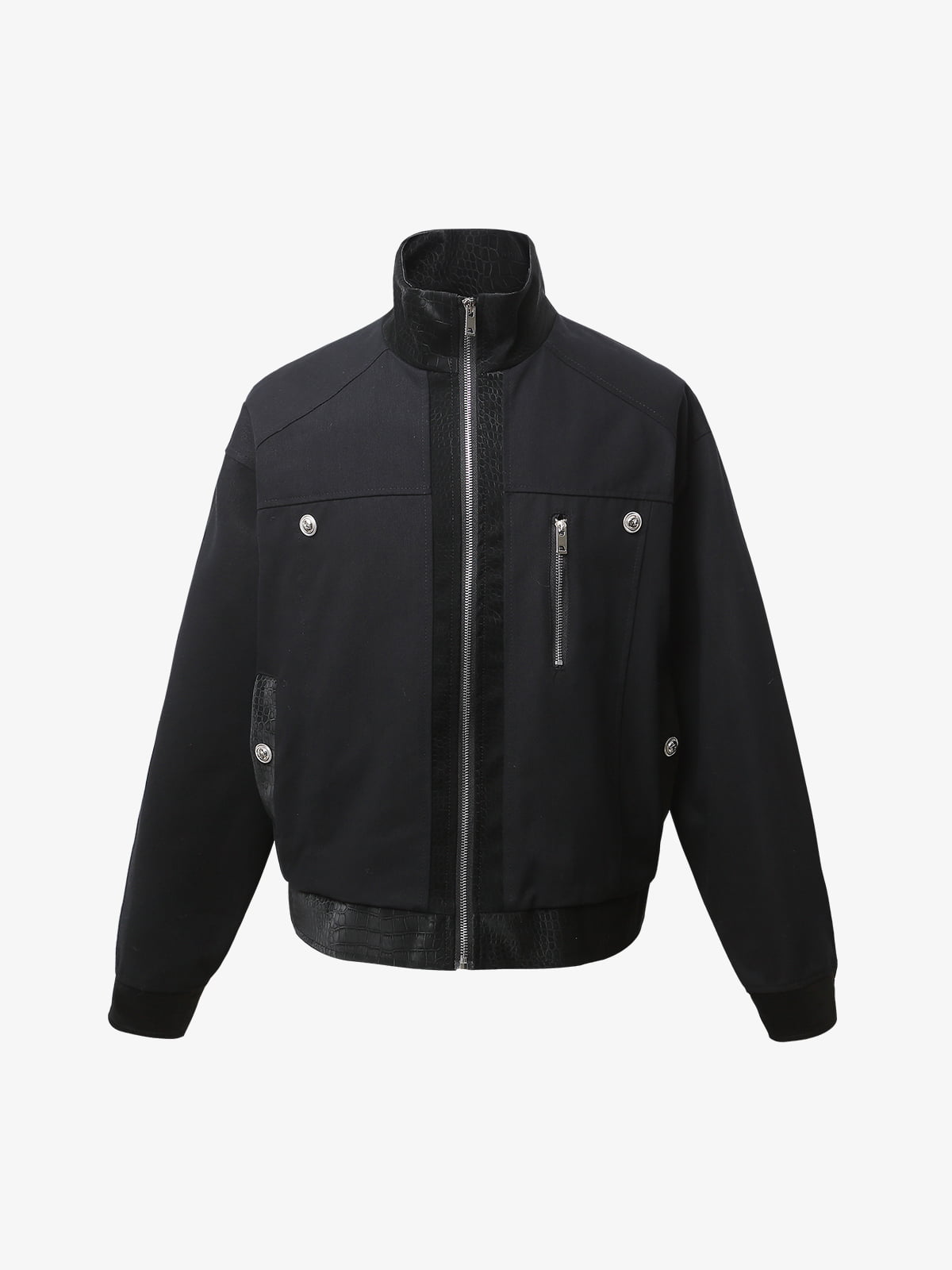 Patchwork PU Cropped Workwear Jacket