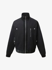 Patchwork PU Cropped Workwear Jacket