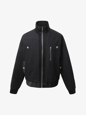 Patchwork PU Cropped Workwear Jacket