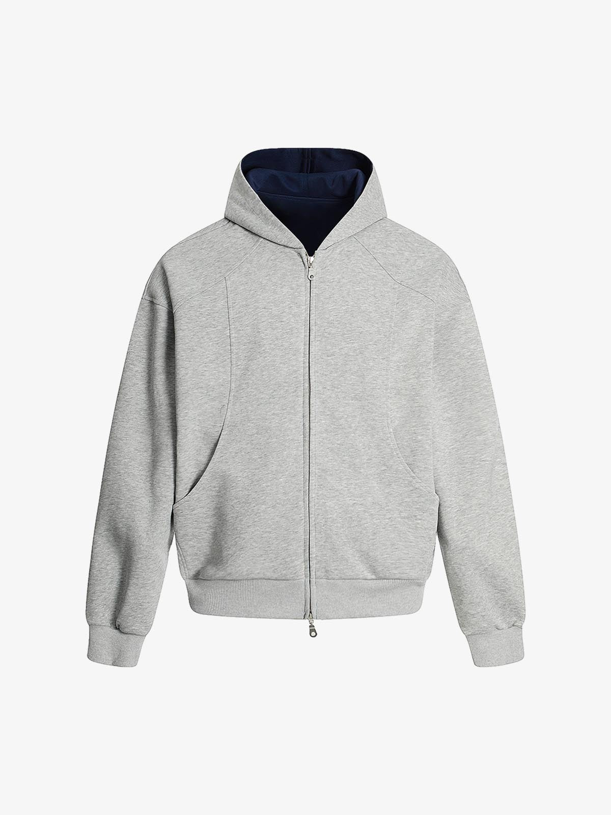 Street Deconstructed Split Zippered Hooded Sweatshirt 
