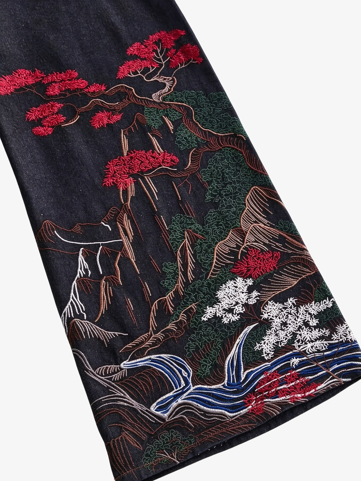 Oriental Landscape Embroidered Jeans