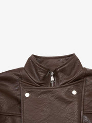 Zipper Studded Structured Biker Jacket
