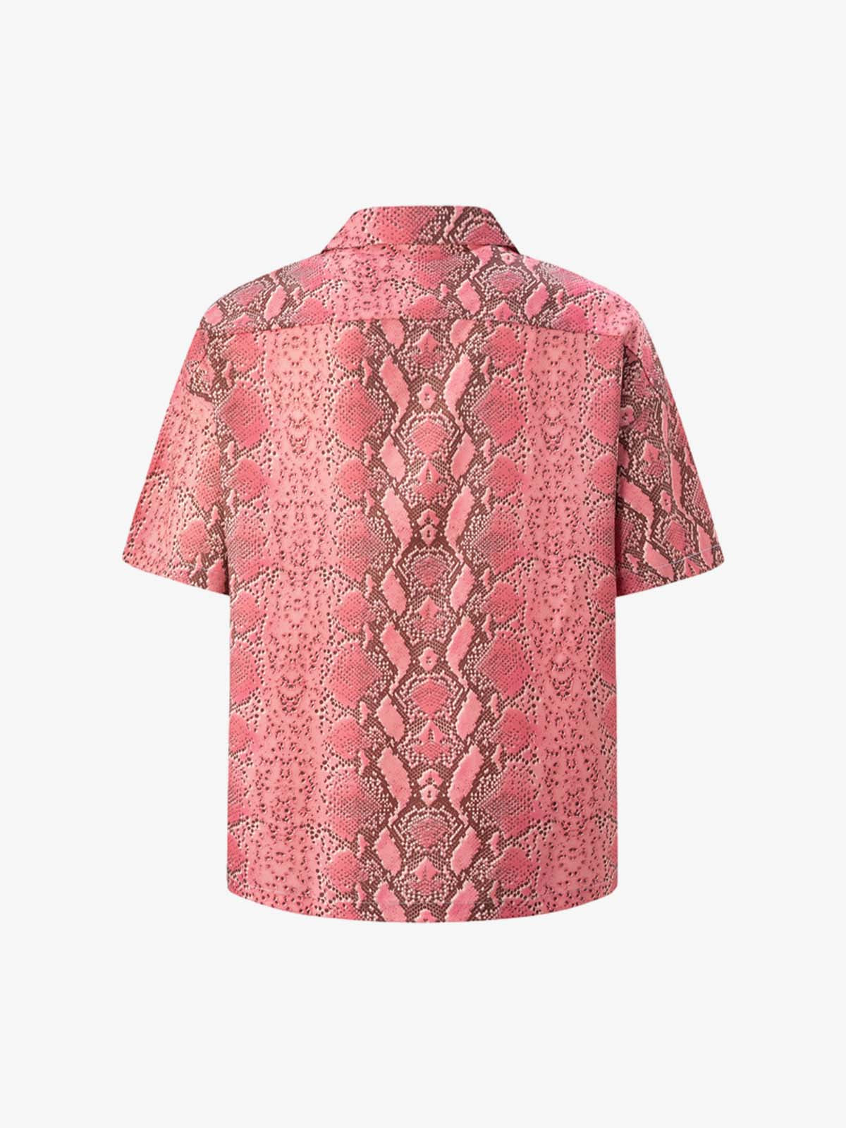 Thesupermade Street Snake Print Short-sleeved Floral Shirt 