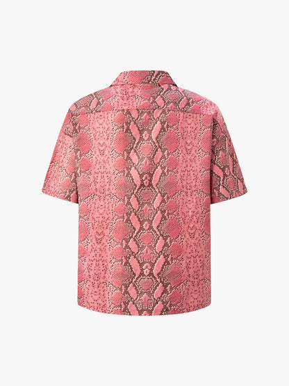 Thesupermade Street Snake Print Short-sleeved Floral Shirt 