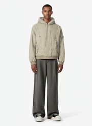 Retro Washed Fleece-lined Hooded Work Jacket 
