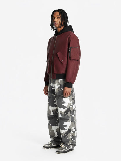 Retro Camouflage Cargo Barrel Pants 