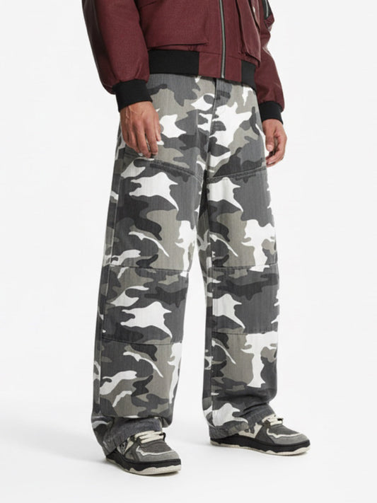 Retro Camouflage Cargo Barrel Pants 