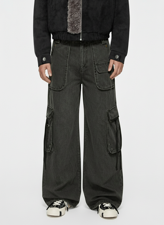 Streetwear Multi-Pocket Wide-Leg Cargo Pants 