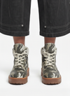 Camo Print Lace Up Chunky Ankle Boots 