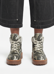 Camo Print Lace Up Chunky Ankle Boots - 2597 