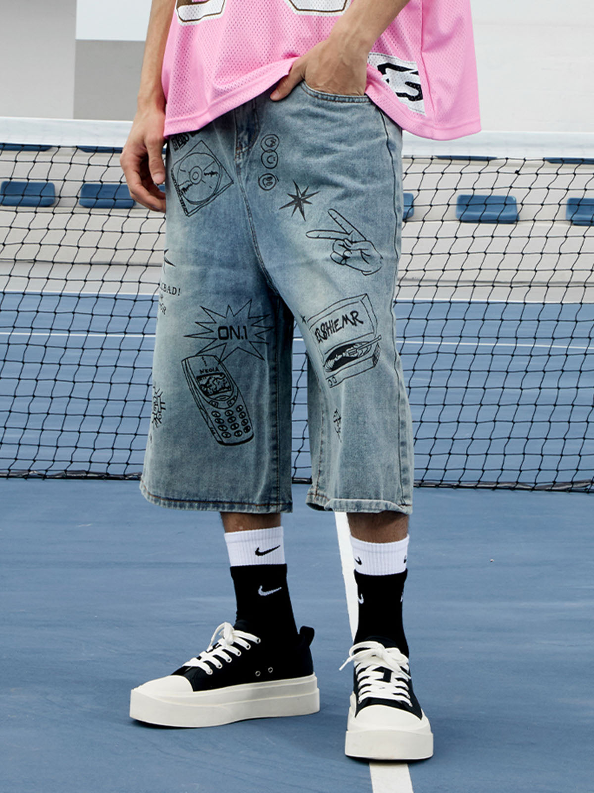 Retro Fun Graffiti Denim Jorts 