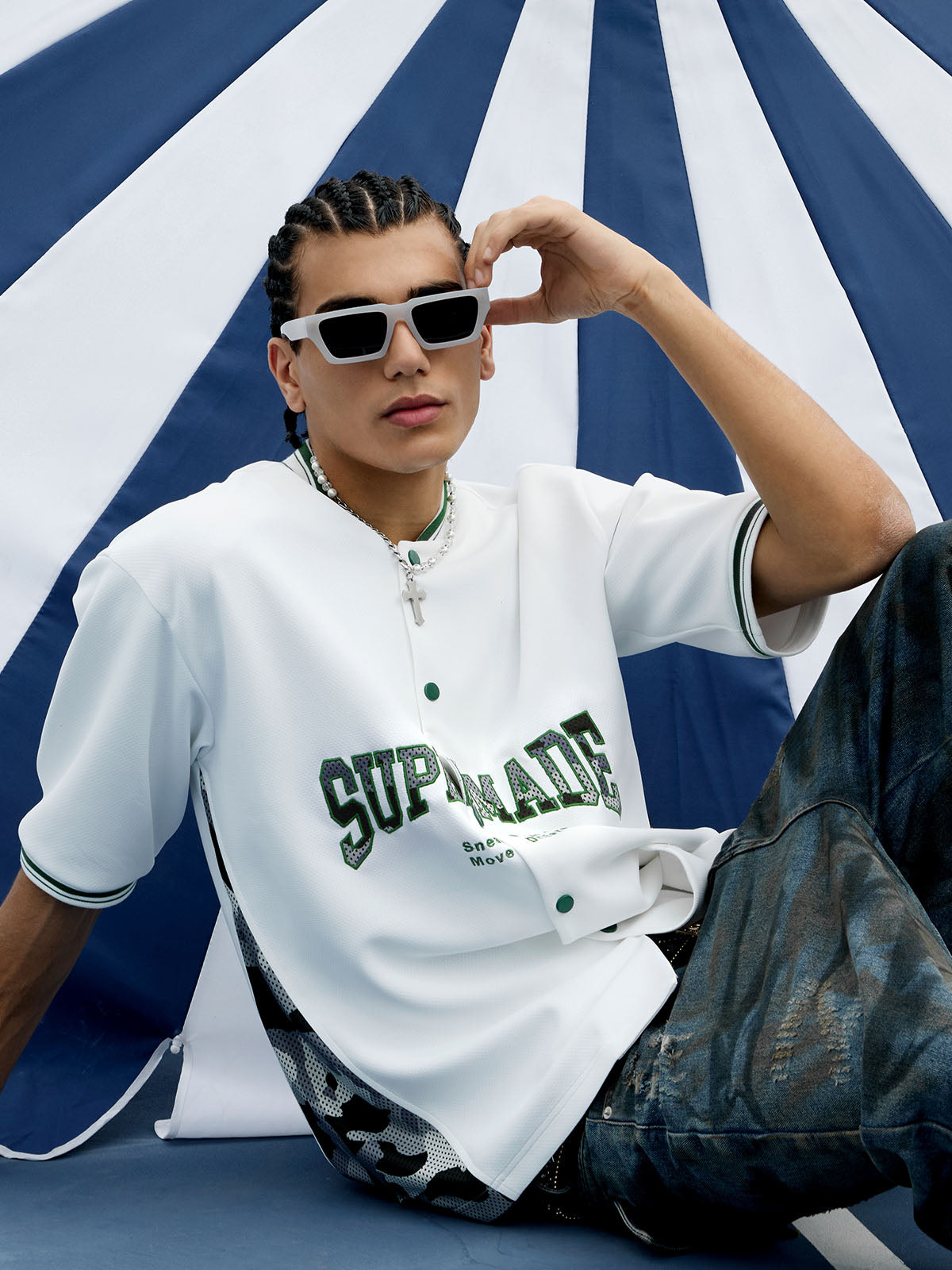 Original Camouflage Spliced Baseball T-Shirt - 2350