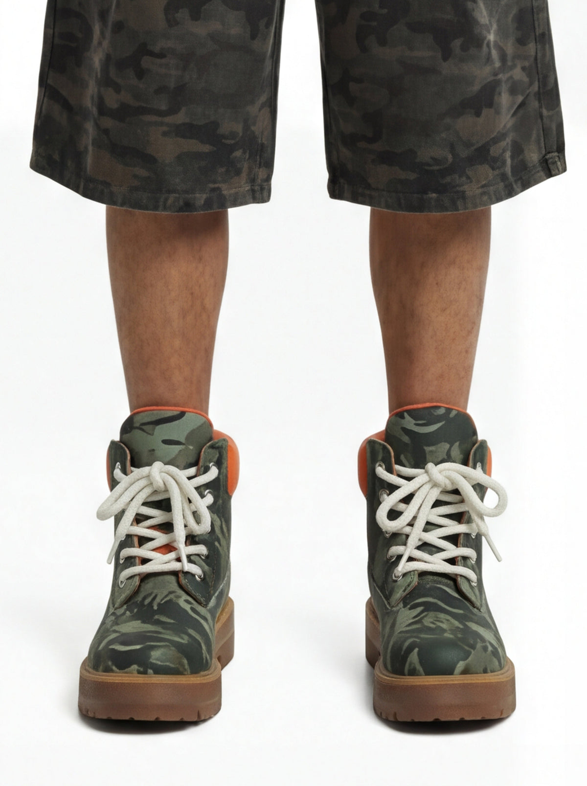Camo Print Lace Up Chunky Ankle Boots - 2597 