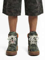 Camo Print Lace Up Chunky Ankle Boots - 2597 