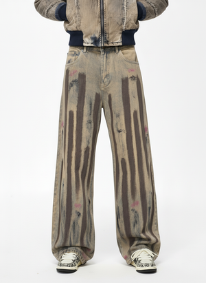 Retro Washed Brushstroke Baggy Jeans 