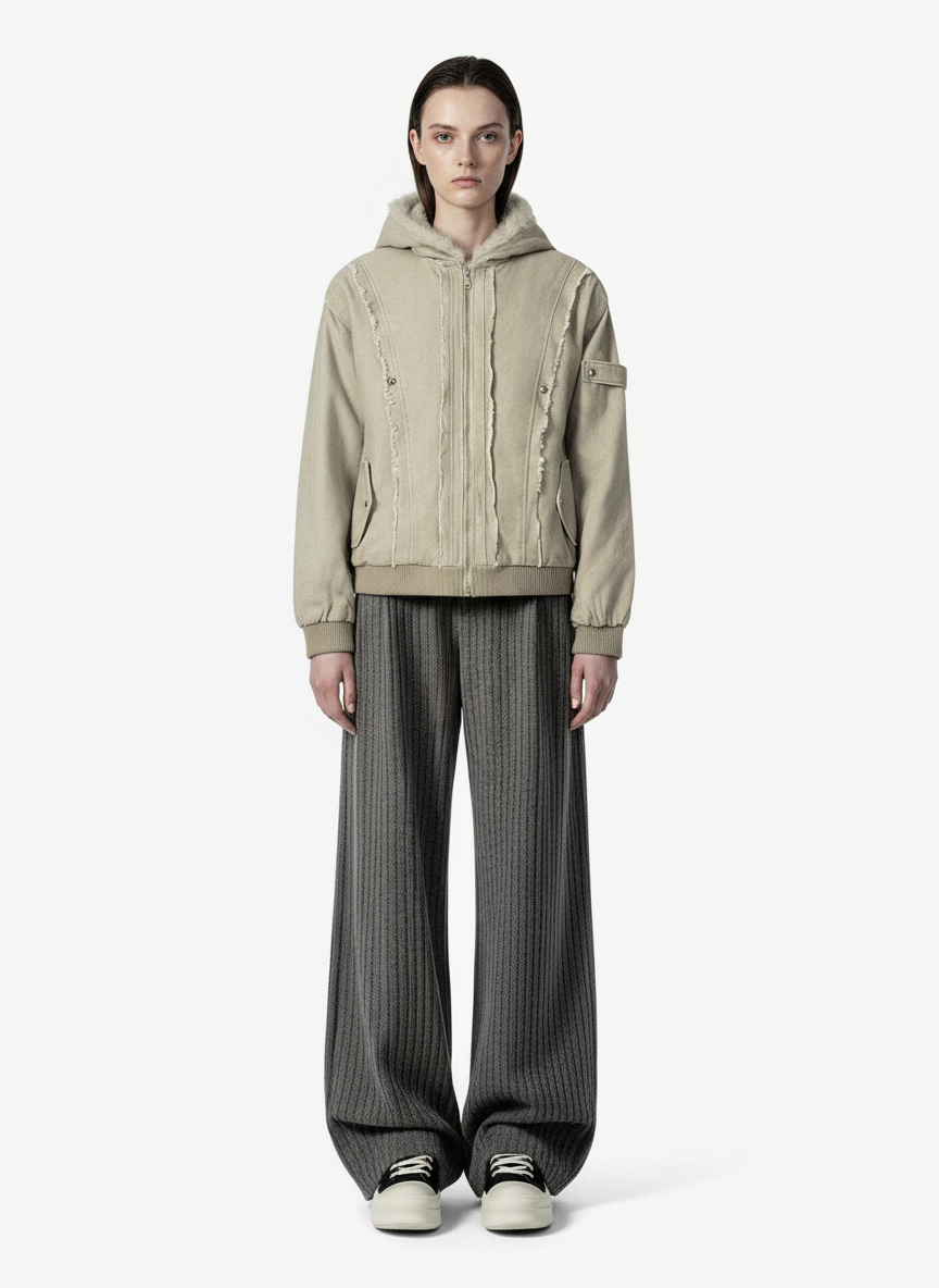 Retro Wool Blend Pleated Baggy Trousers 