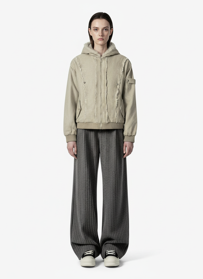 Retro Wool Blend Pleated Baggy Trousers 