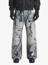 Abstract 3D Digital Print Wide-Leg Jeans