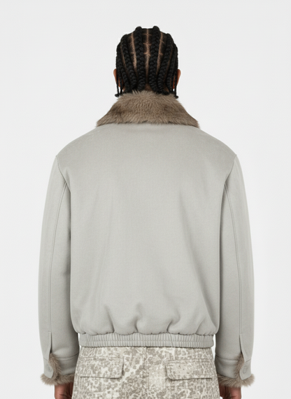 Vintage Suede Faux Fur Lined Aviator Bomber Jacket 