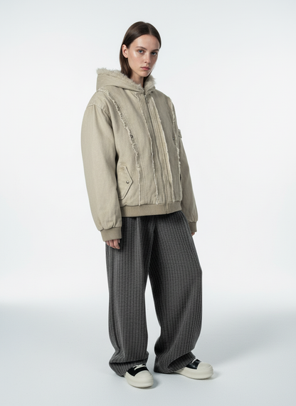 Retro Wool Blend Pleated Baggy Trousers 