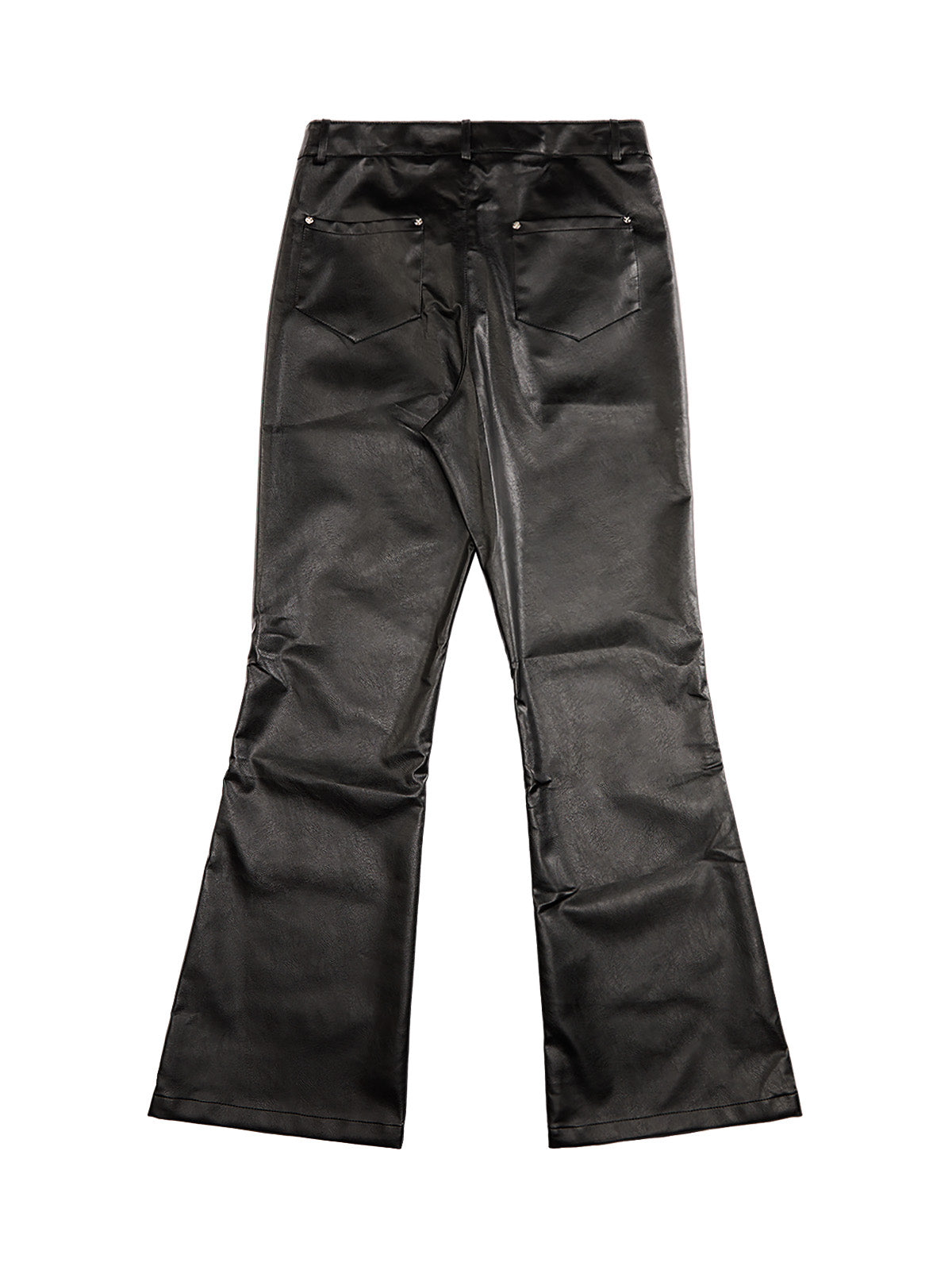 Gothic Flared Print PU Leather Pants