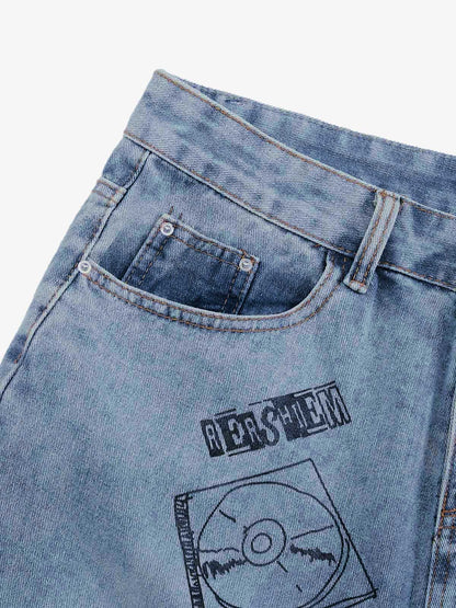 Retro Fun Graffiti Denim Jorts 