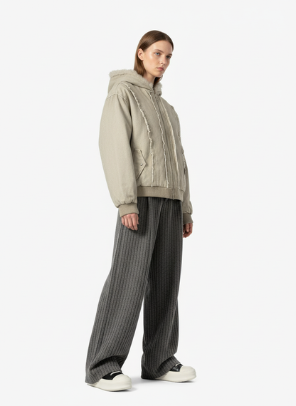 Retro Wool Blend Pleated Baggy Trousers 