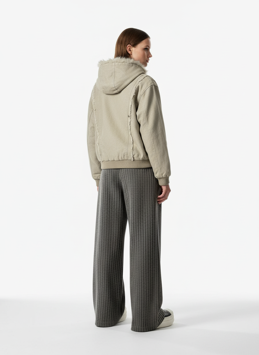 Retro Wool Blend Pleated Baggy Trousers 