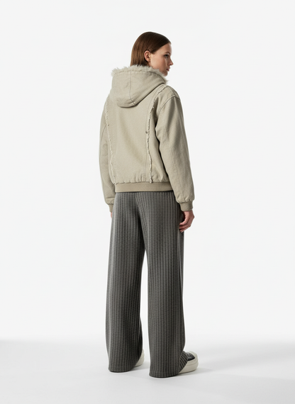 Retro Wool Blend Pleated Baggy Trousers 
