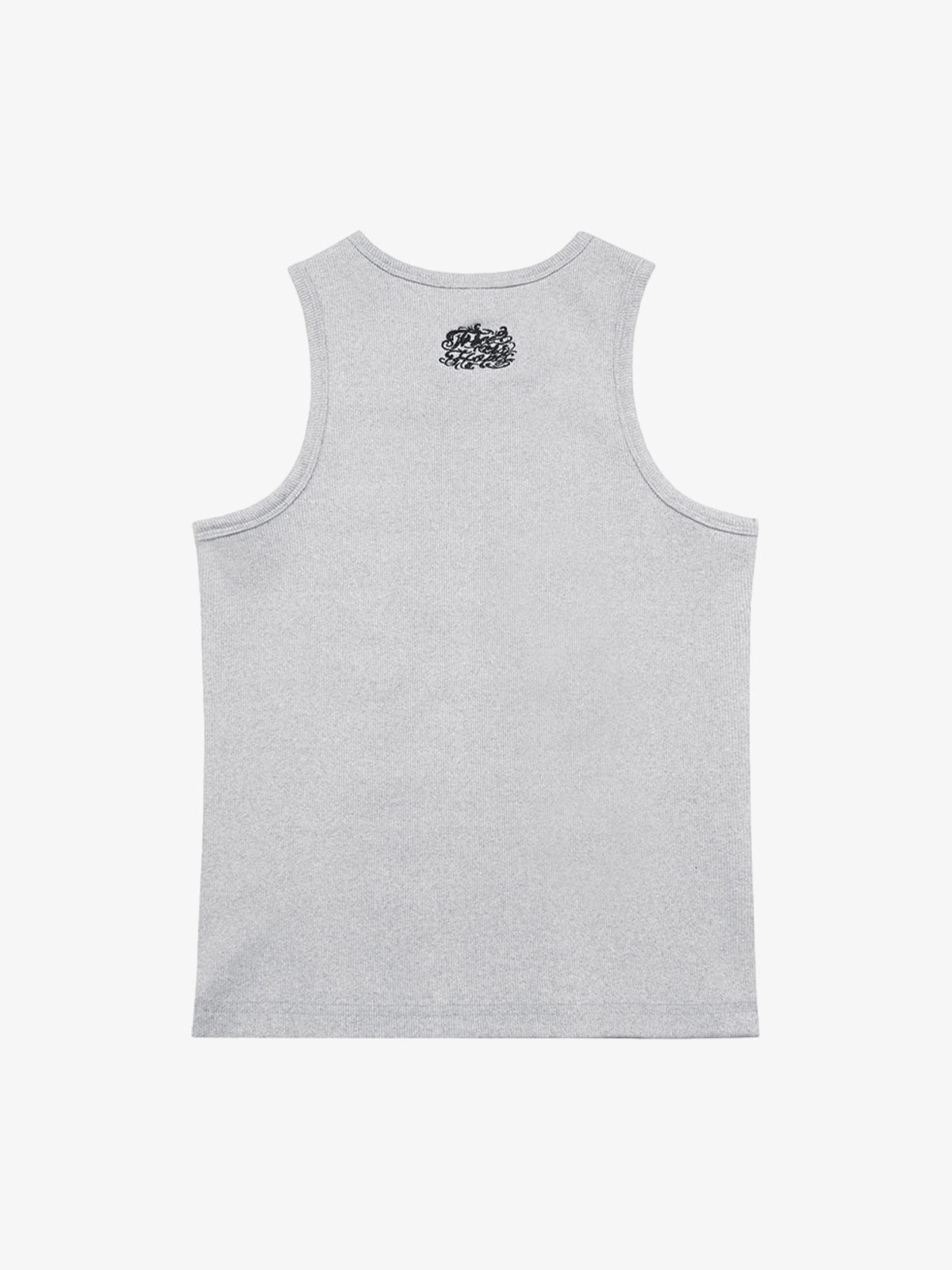 Gothic Lettering Embroidered Ribbed Vest 