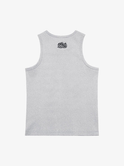 Gothic Lettering Embroidered Ribbed Vest 