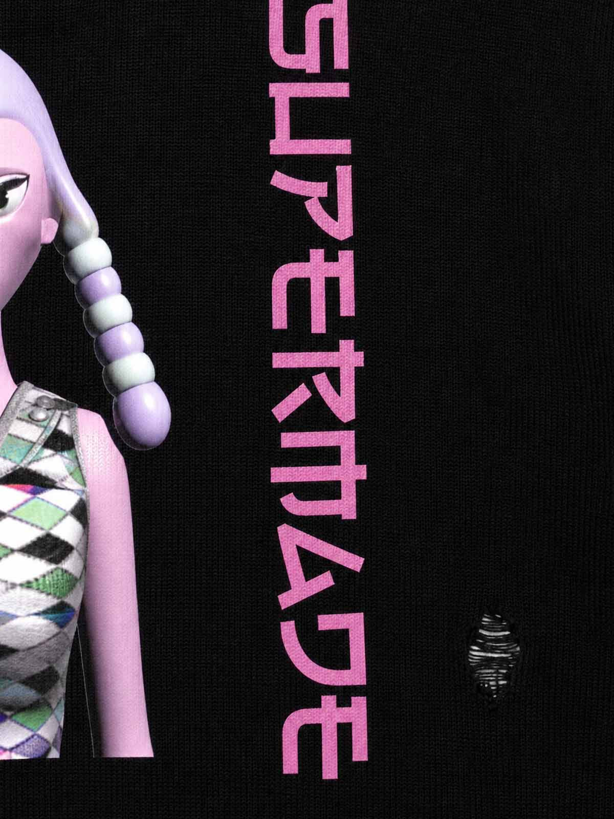 Glitch Girl Graphic Distressed Cropped Boxy Sweater