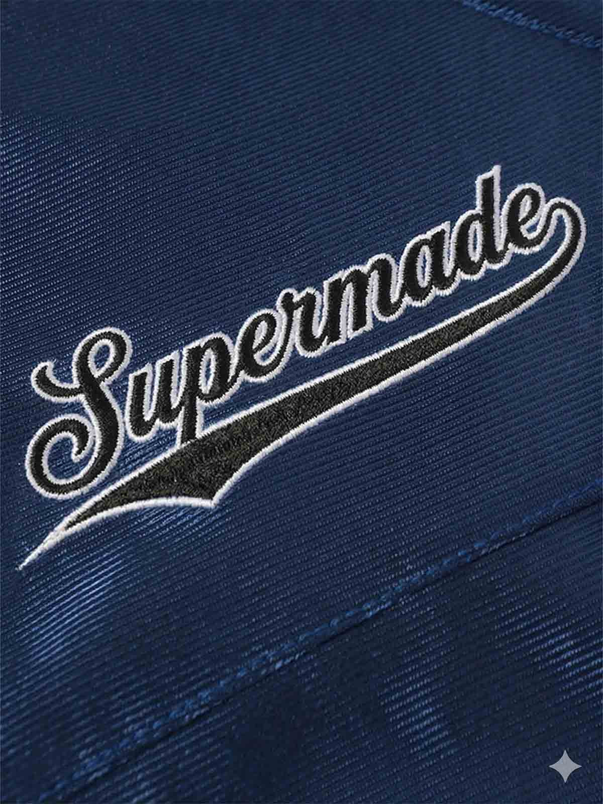 Supermade Classic Blue Embroidered Jersey Pattern Customization 